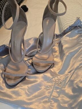 Gianvito Rossi Beige Suede Ankle-Strap Heels
